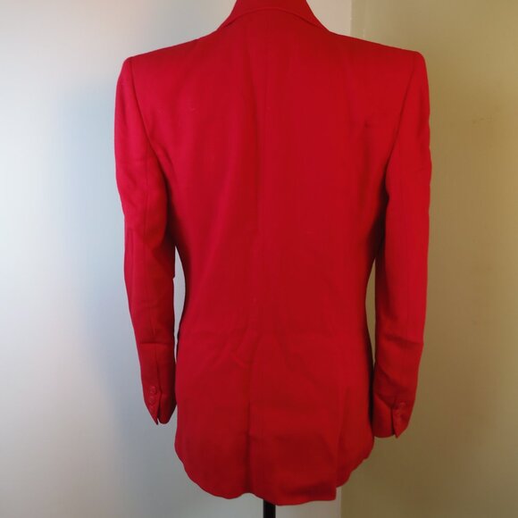 Vintage 80s Liz Claiborne Womans SZ4 Red Wool Lined Blazer Office Tailored - Picture 11 of 11